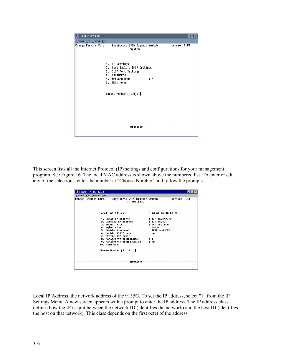 1 ip settings | CANOGA PERKINS 9135G SNMP Managed Gigabit Ethernet Switch User Manual | Page 22 / 66