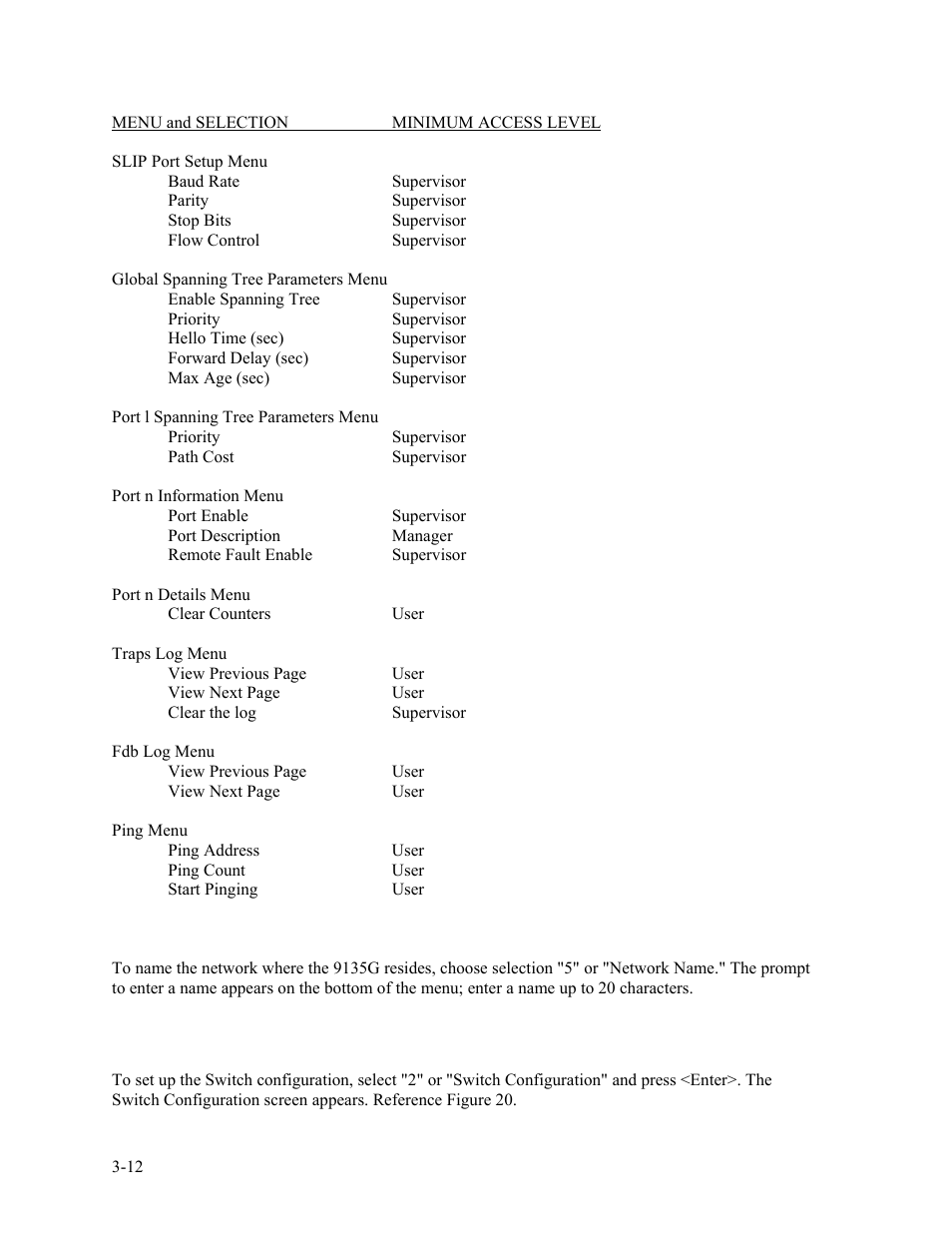 5 network name, 2 switch configuration, 2 switch configuration -12 | CANOGA PERKINS 9135G SNMP Managed Gigabit Ethernet Switch User Manual | Page 28 / 66