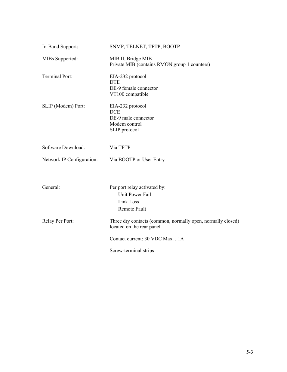 1 management board – characteristics, 4 alarms | CANOGA PERKINS 9135G SNMP Managed Gigabit Ethernet Switch User Manual | Page 57 / 66