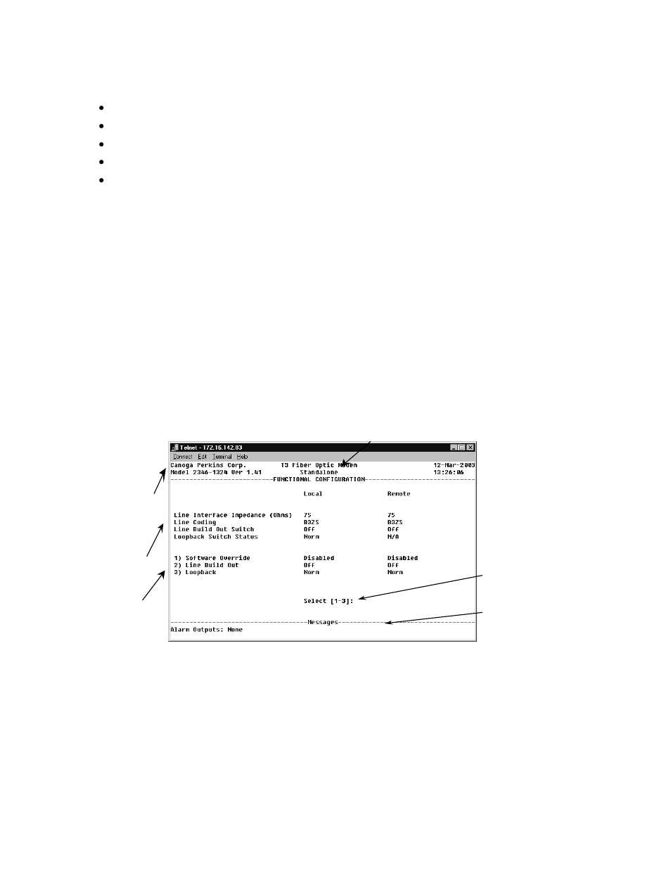 Management user interface, General screen format | CANOGA PERKINS 2346 T3 Fiber Optic Modem User Manual | Page 14 / 40