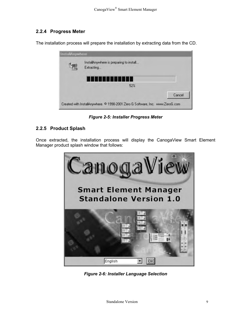 4progress meter, 5product splash, Progress meter | Product splash | CANOGA PERKINS CanogaView Smart Element Manager User Manual | Page 15 / 77
