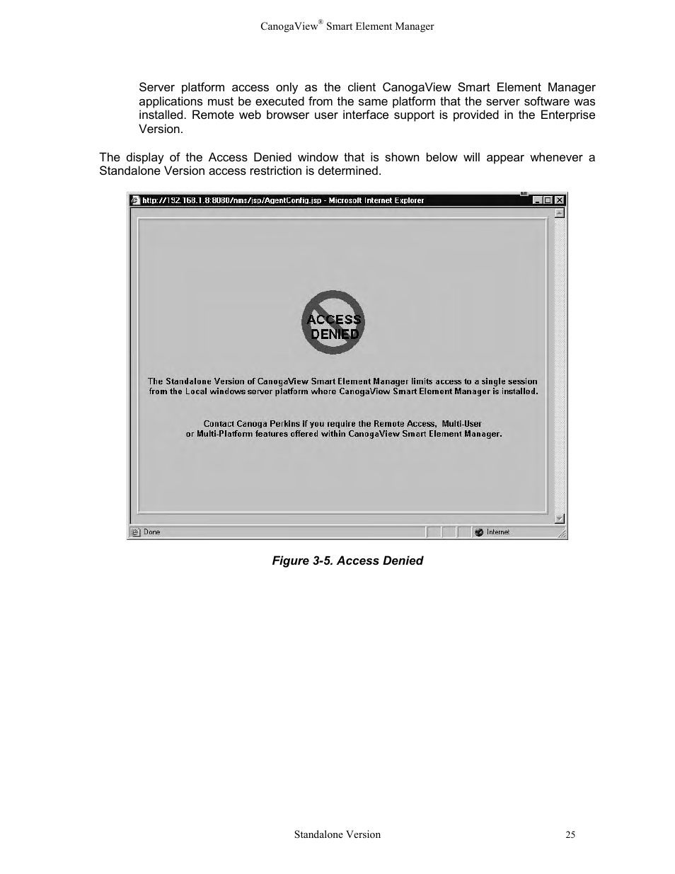 Figure 3-5. access denied | CANOGA PERKINS CanogaView Smart Element Manager User Manual | Page 31 / 77