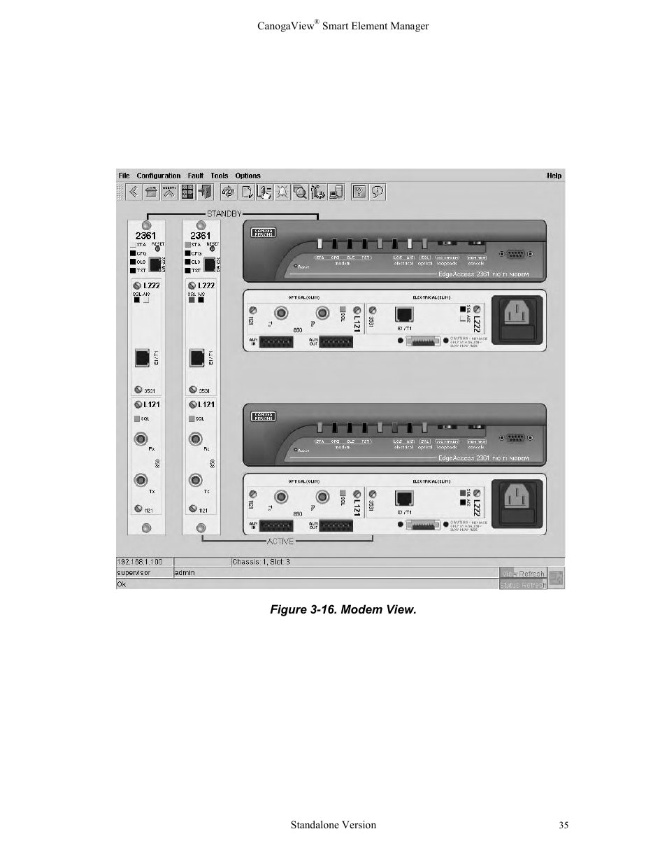 Figure 3-16. modem view | CANOGA PERKINS CanogaView Smart Element Manager User Manual | Page 41 / 77