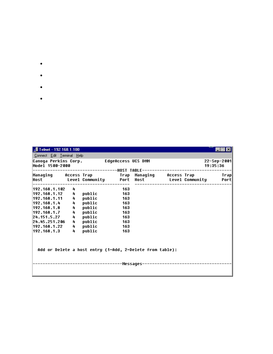 Figure 1-1: dmm host table | CANOGA PERKINS CanogaView Smart Element Manager User Manual | Page 10 / 80