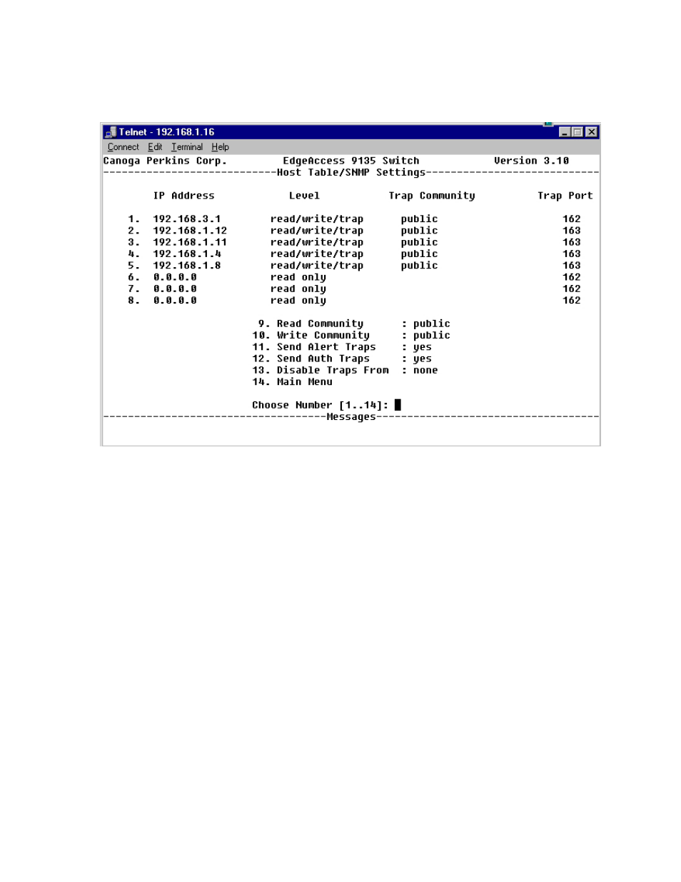 Figure 1-2: 9135 host table | CANOGA PERKINS CanogaView Smart Element Manager User Manual | Page 11 / 80