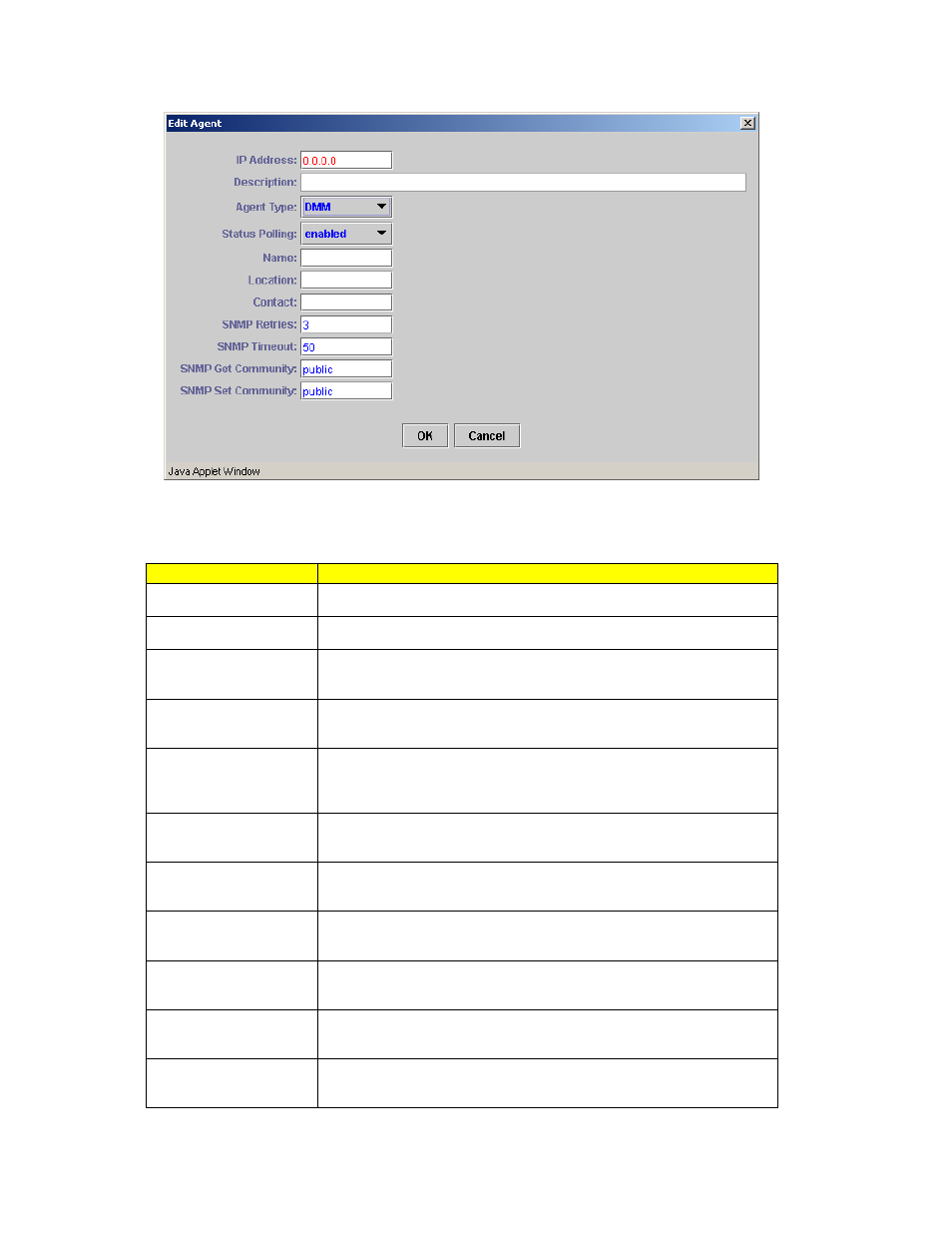 Figure 3-11. add/edit agent screen | CANOGA PERKINS CanogaView Smart Element Manager User Manual | Page 38 / 80