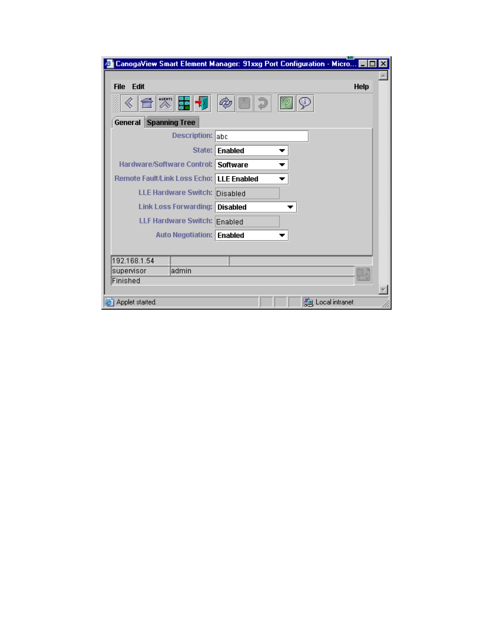 4 reset, Reset, Figure 3-27. 9135g port configuration | CANOGA PERKINS CanogaView Smart Element Manager User Manual | Page 53 / 80