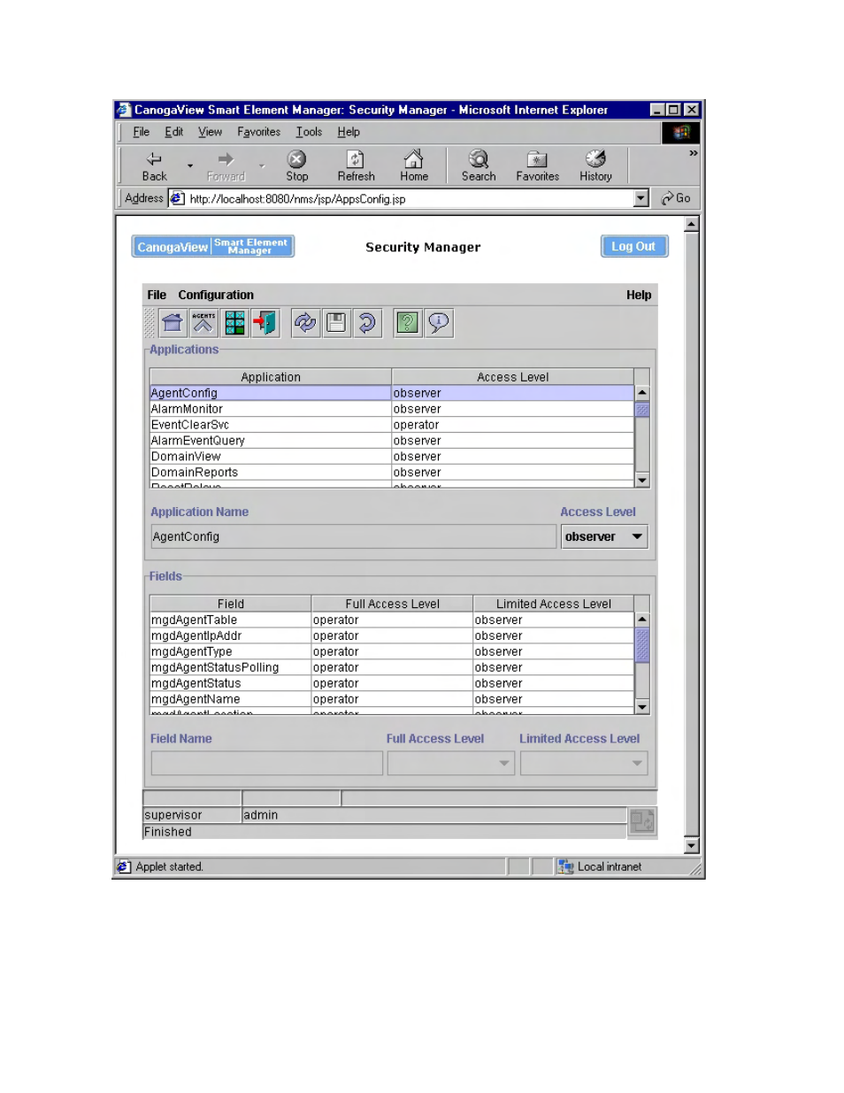 Figure 3-35. security manager | CANOGA PERKINS CanogaView Smart Element Manager User Manual | Page 60 / 80