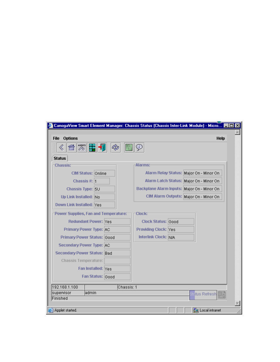 7 status, Status, Figure 3-36. chassis status | CANOGA PERKINS CanogaView Smart Element Manager User Manual | Page 61 / 80