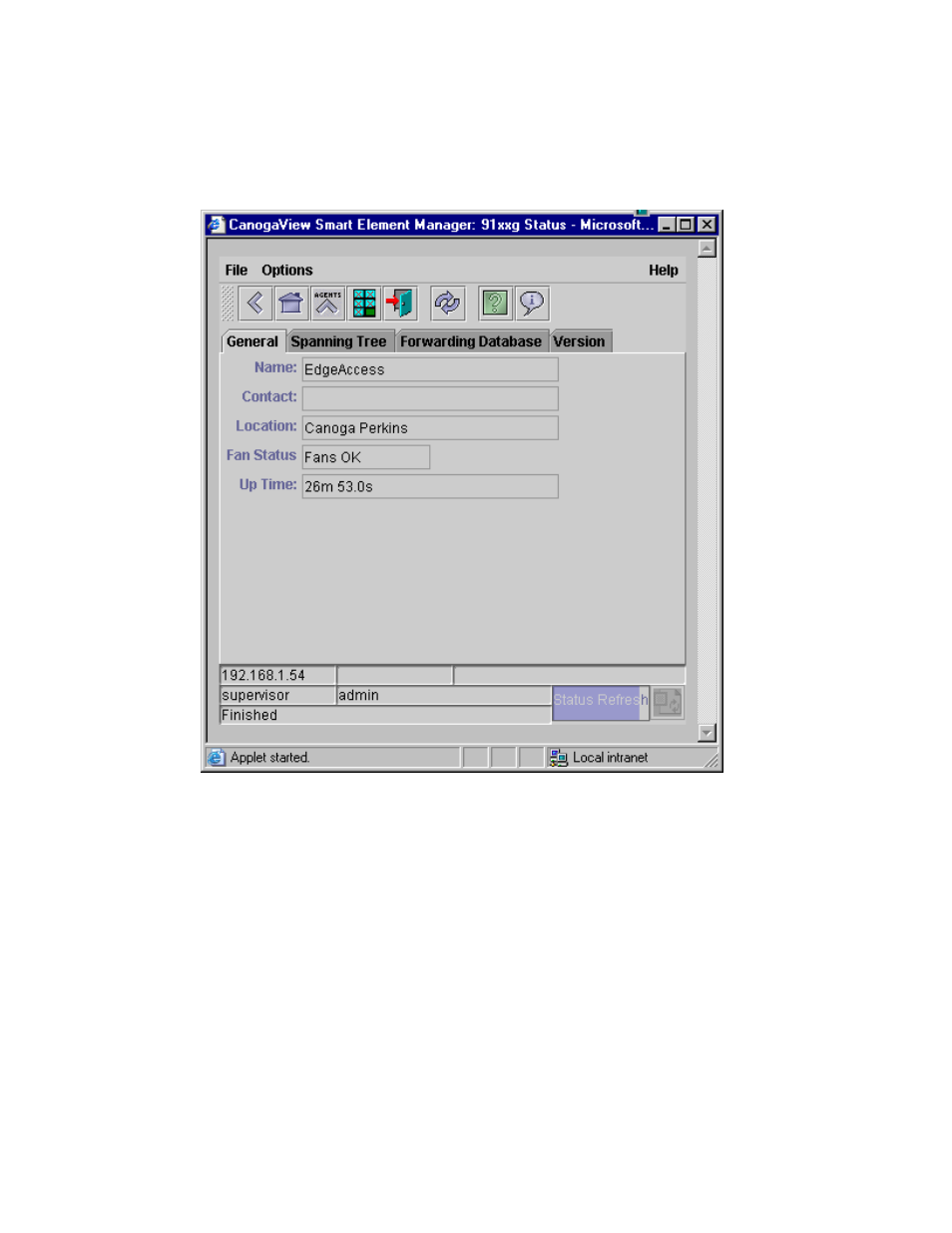 Figure 3-37. 9135g status – general tab | CANOGA PERKINS CanogaView Smart Element Manager User Manual | Page 62 / 80