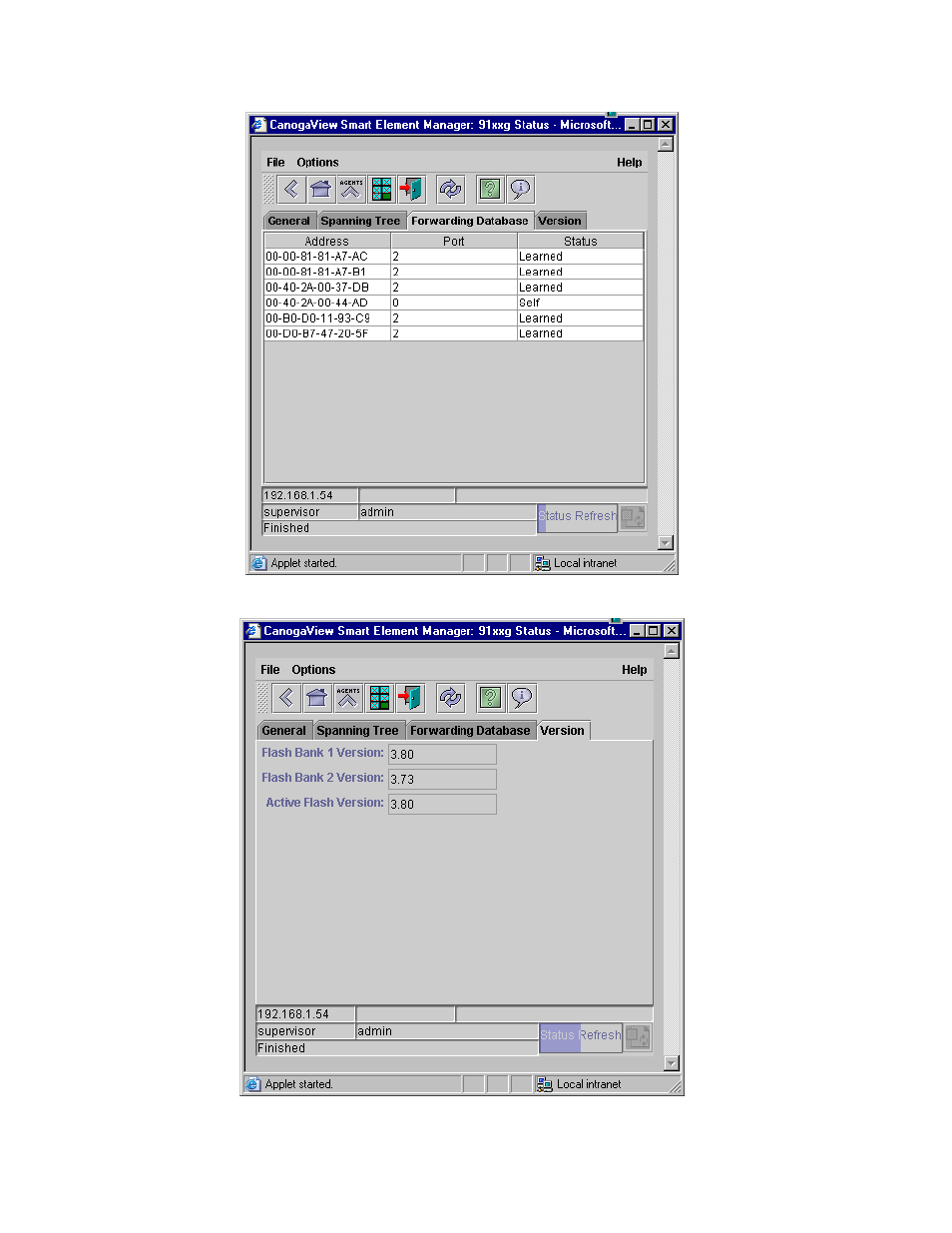 Figure 3-40. 9135g status – version tab | CANOGA PERKINS CanogaView Smart Element Manager User Manual | Page 64 / 80