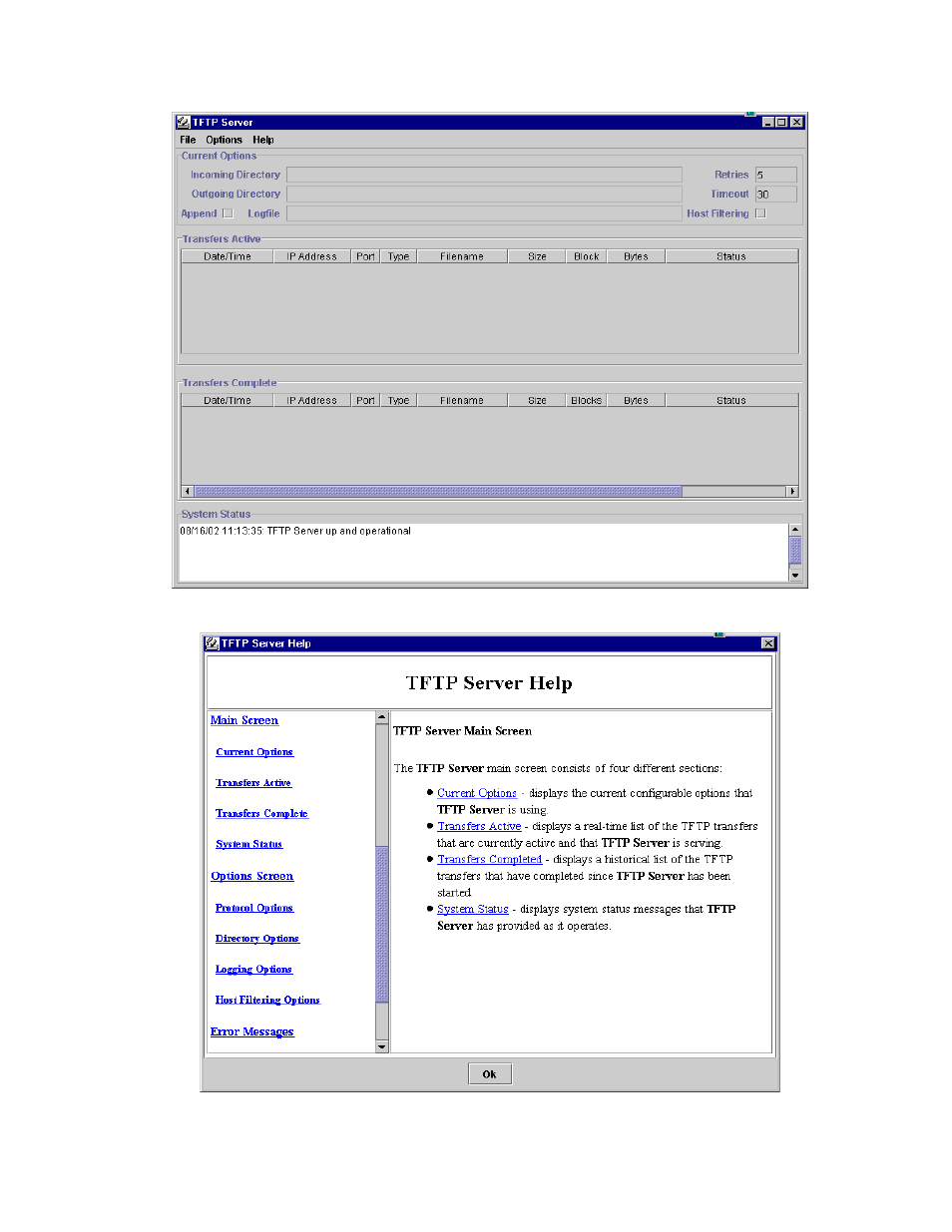 Figure 3-43. tftp server utility, Figure 3-44. tftp help | CANOGA PERKINS CanogaView Smart Element Manager User Manual | Page 67 / 80