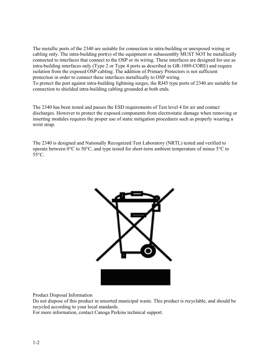 CANOGA PERKINS 2340 High-Speed Universal Fiber Optic Modem User Manual | Page 10 / 60