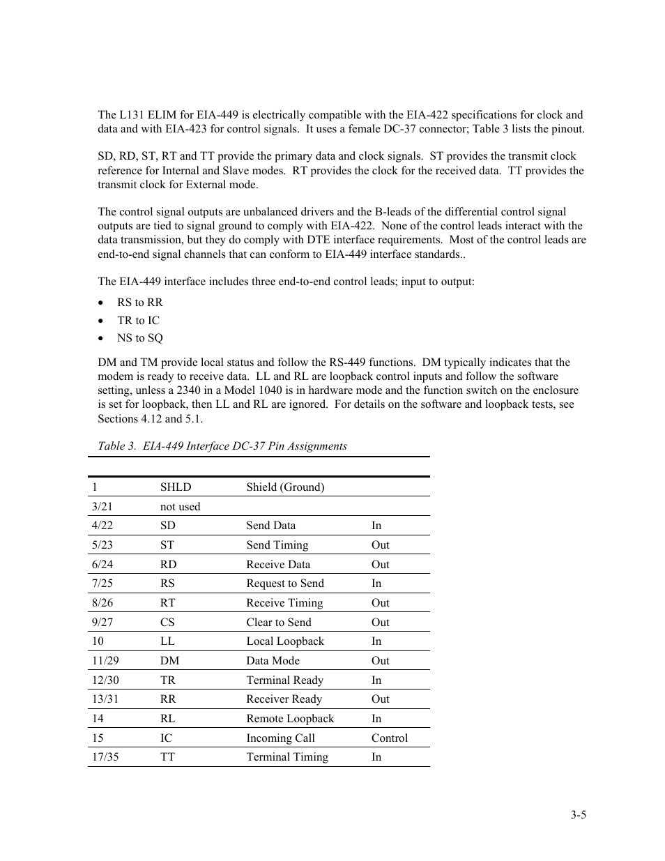 3 l131: eia-422, dc-37 with control signals, L131: eia-422, dc-37 with control signals -5 | CANOGA PERKINS 2340 High-Speed Universal Fiber Optic Modem User Manual | Page 23 / 60