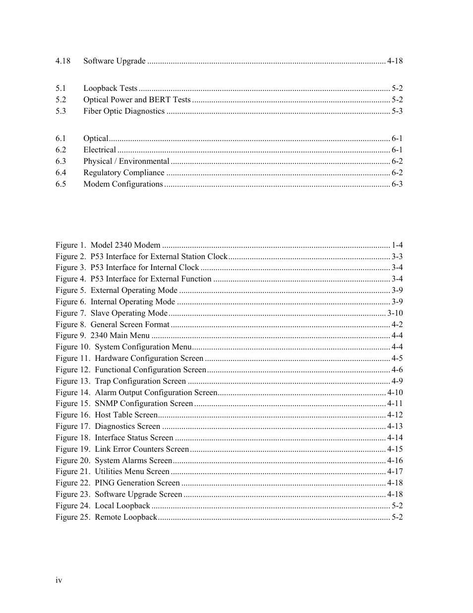 List of figures | CANOGA PERKINS 2340 High-Speed Universal Fiber Optic Modem User Manual | Page 6 / 60