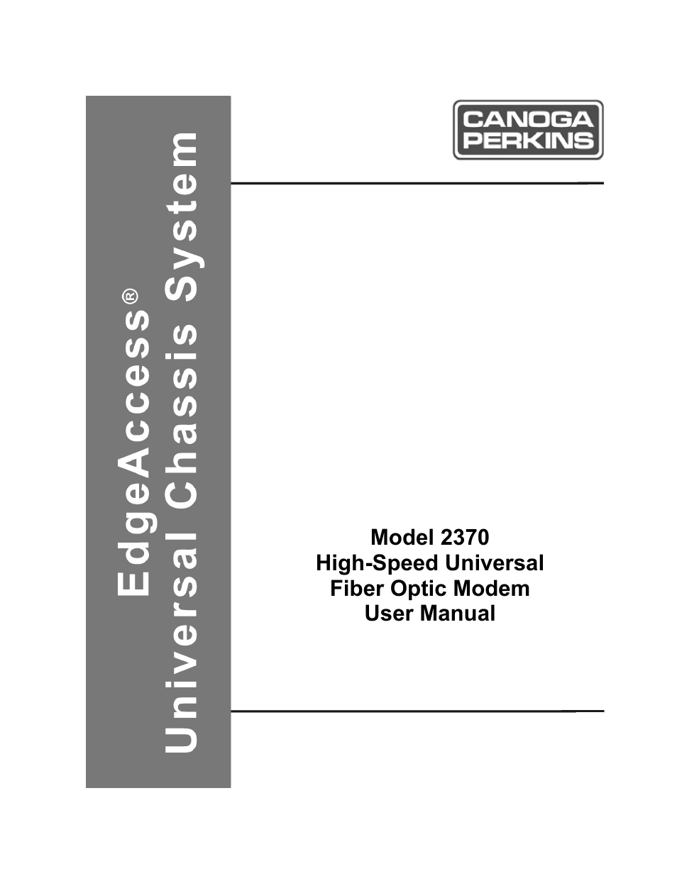 CANOGA PERKINS 2370 High-Speed Universal Fiber Optic Modem User Manual | 56 pages