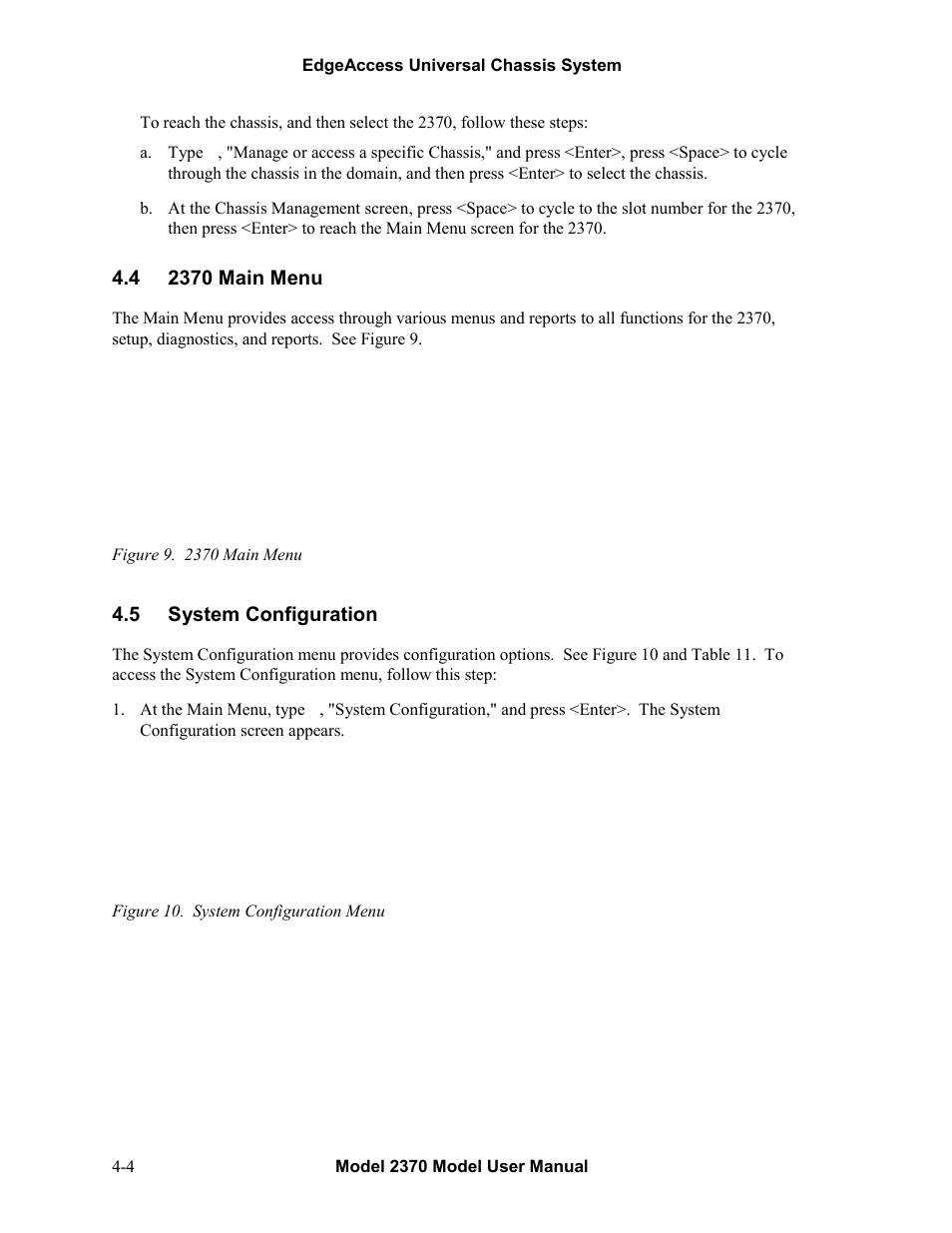 42370 main menu, 5system configuration, 2370 main menu -4 | System configuration -4 | CANOGA PERKINS 2370 High-Speed Universal Fiber Optic Modem User Manual | Page 28 / 56