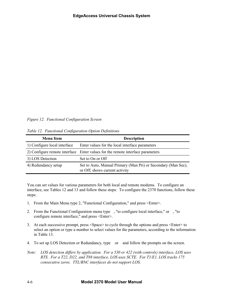 Figure 12. functional configuration screen -6 | CANOGA PERKINS 2370 High-Speed Universal Fiber Optic Modem User Manual | Page 30 / 56