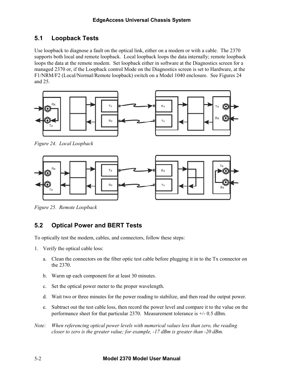 1loopback tests, 2optical power and bert tests, Loopback tests -2 | Optical power and bert tests -2 | CANOGA PERKINS 2370 High-Speed Universal Fiber Optic Modem User Manual | Page 46 / 56