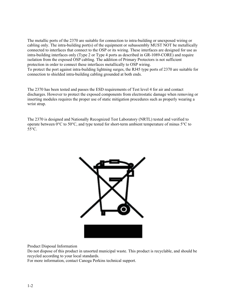 CANOGA PERKINS 2370 High-Speed Universal Fiber Optic Modem User Manual | Page 10 / 60