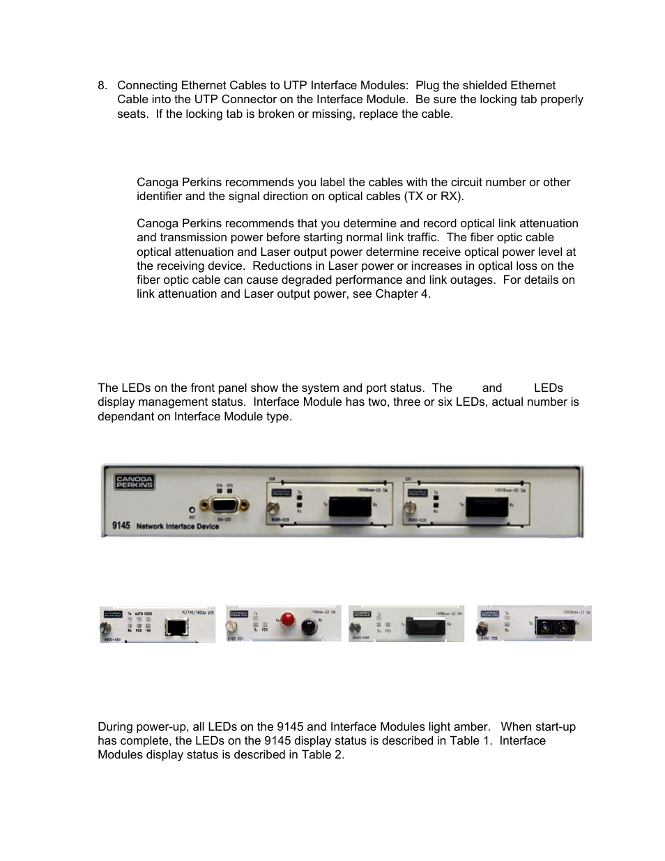 Power-up and front panel functions | CANOGA PERKINS 9145 Network Interface Device User Manual | Page 17 / 108