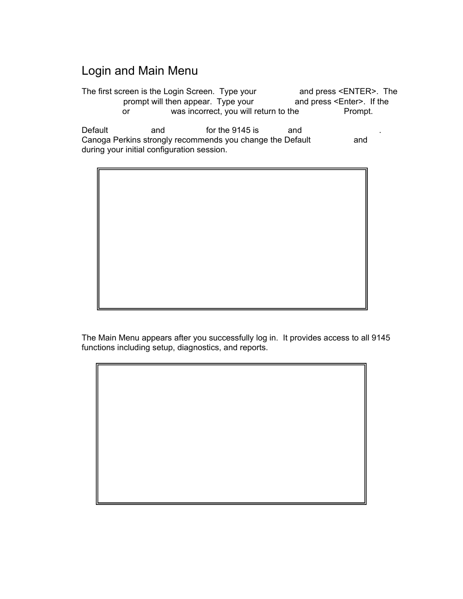 Login and main menu | CANOGA PERKINS 9145 Network Interface Device User Manual | Page 26 / 108