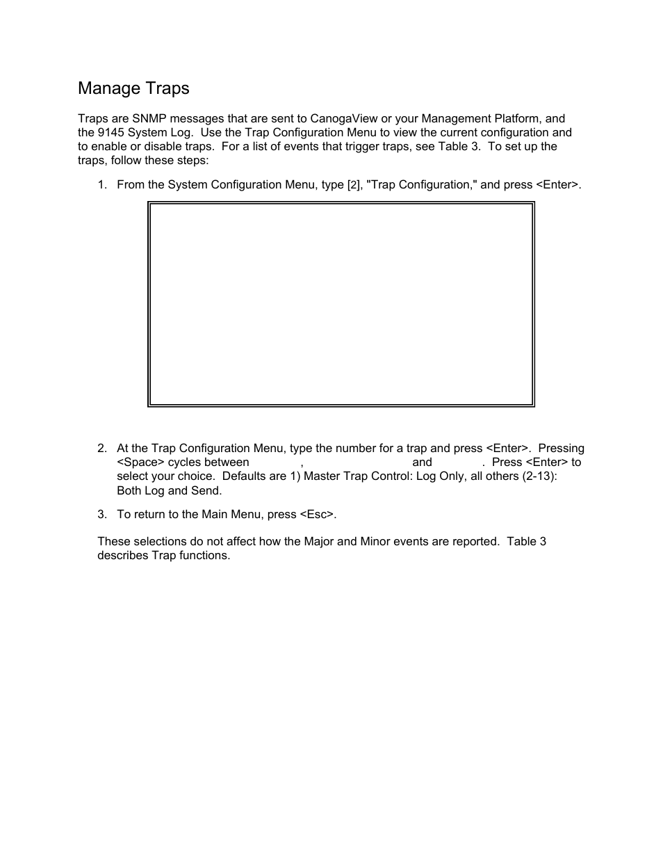 Manage traps | CANOGA PERKINS 9145 Network Interface Device User Manual | Page 44 / 108