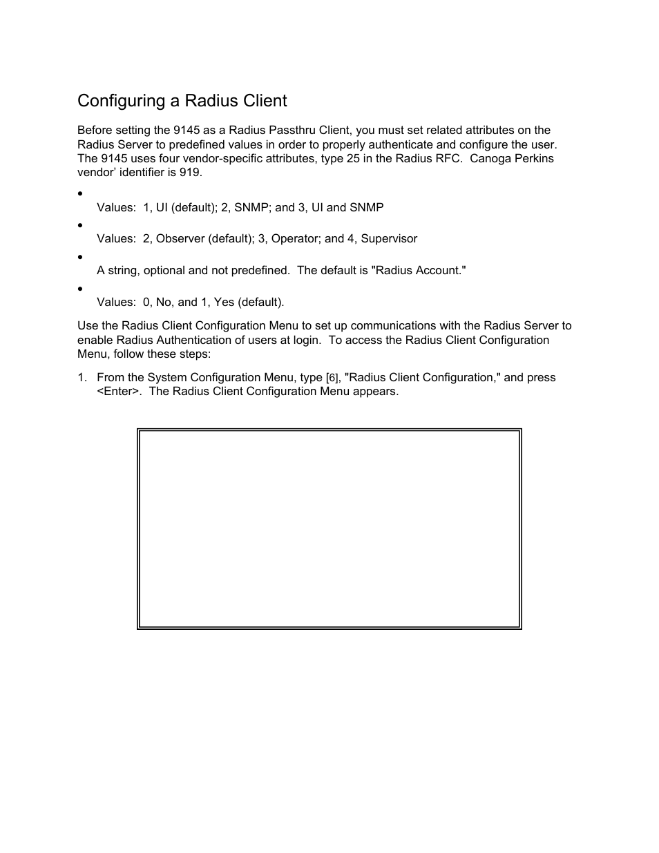 Configuring a radius client | CANOGA PERKINS 9145 Network Interface Device User Manual | Page 57 / 108