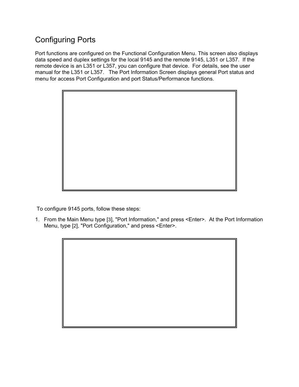 Configuring ports, Port configuration," and press <enter | CANOGA PERKINS 9145 Network Interface Device User Manual | Page 65 / 108