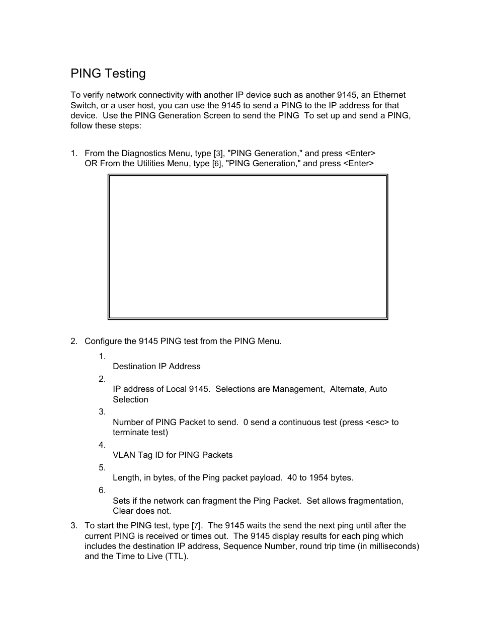 Ping testing | CANOGA PERKINS 9145 Network Interface Device User Manual | Page 87 / 108