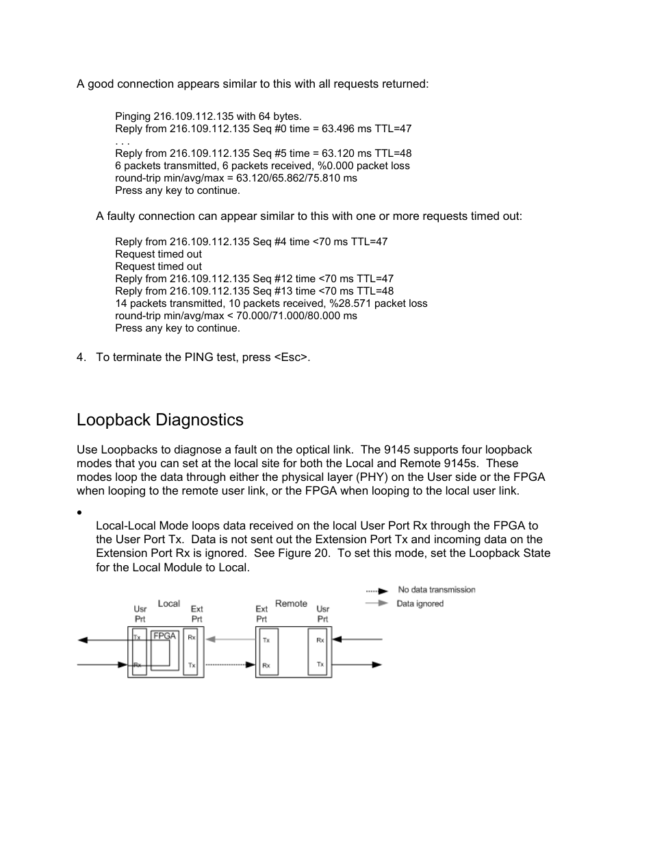 Loopback diagnostics | CANOGA PERKINS 9145 Network Interface Device User Manual | Page 88 / 108