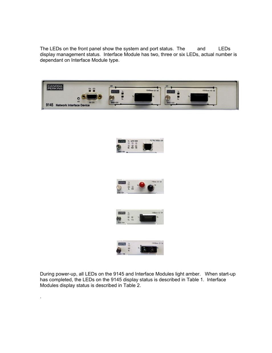 Power-up and front panel functions | CANOGA PERKINS 9145 Network Interface Device User Manual | Page 16 / 102