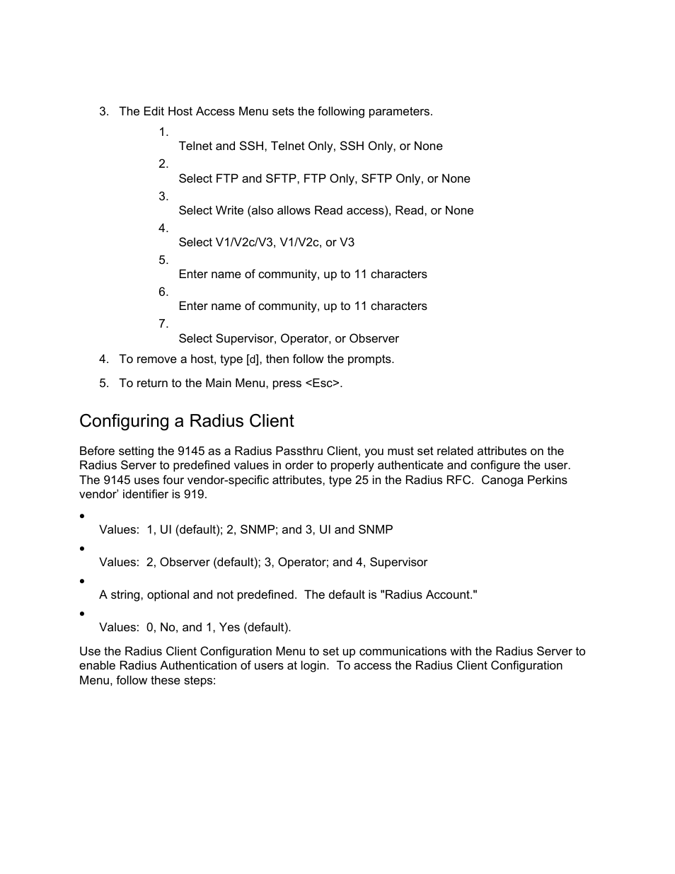 Configuring a radius client | CANOGA PERKINS 9145 Network Interface Device User Manual | Page 54 / 102