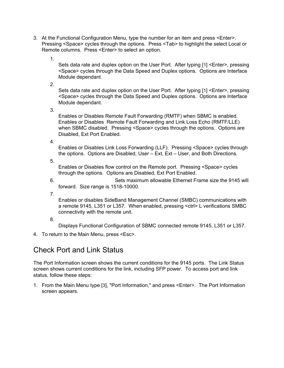 Check port and link status | CANOGA PERKINS 9145 Network Interface Device User Manual | Page 63 / 102