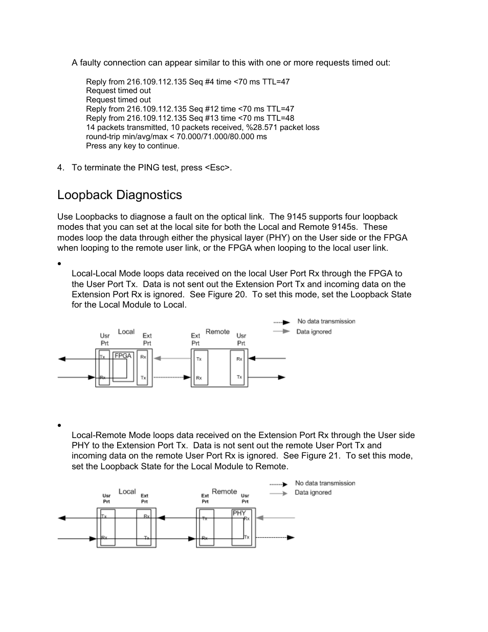 Loopback diagnostics | CANOGA PERKINS 9145 Network Interface Device User Manual | Page 82 / 102