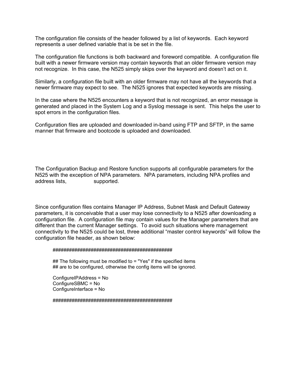 Supported configuration parameters, Avoiding a loss of connectivity | CANOGA PERKINS N525 Ethernet Termination Service Unit User Manual | Page 32 / 104
