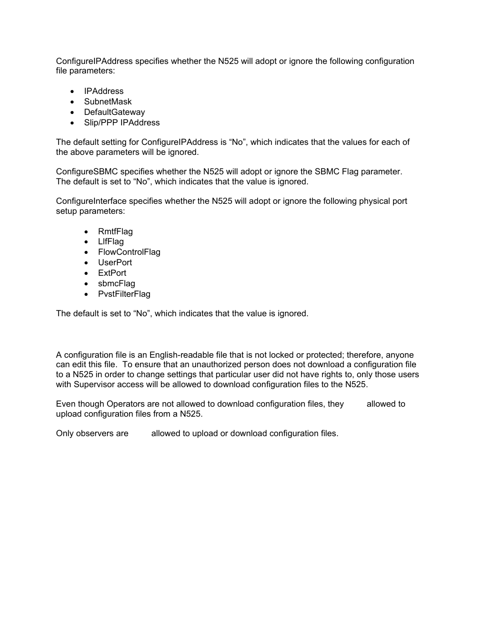Configuration file access privileges | CANOGA PERKINS N525 Ethernet Termination Service Unit User Manual | Page 33 / 104