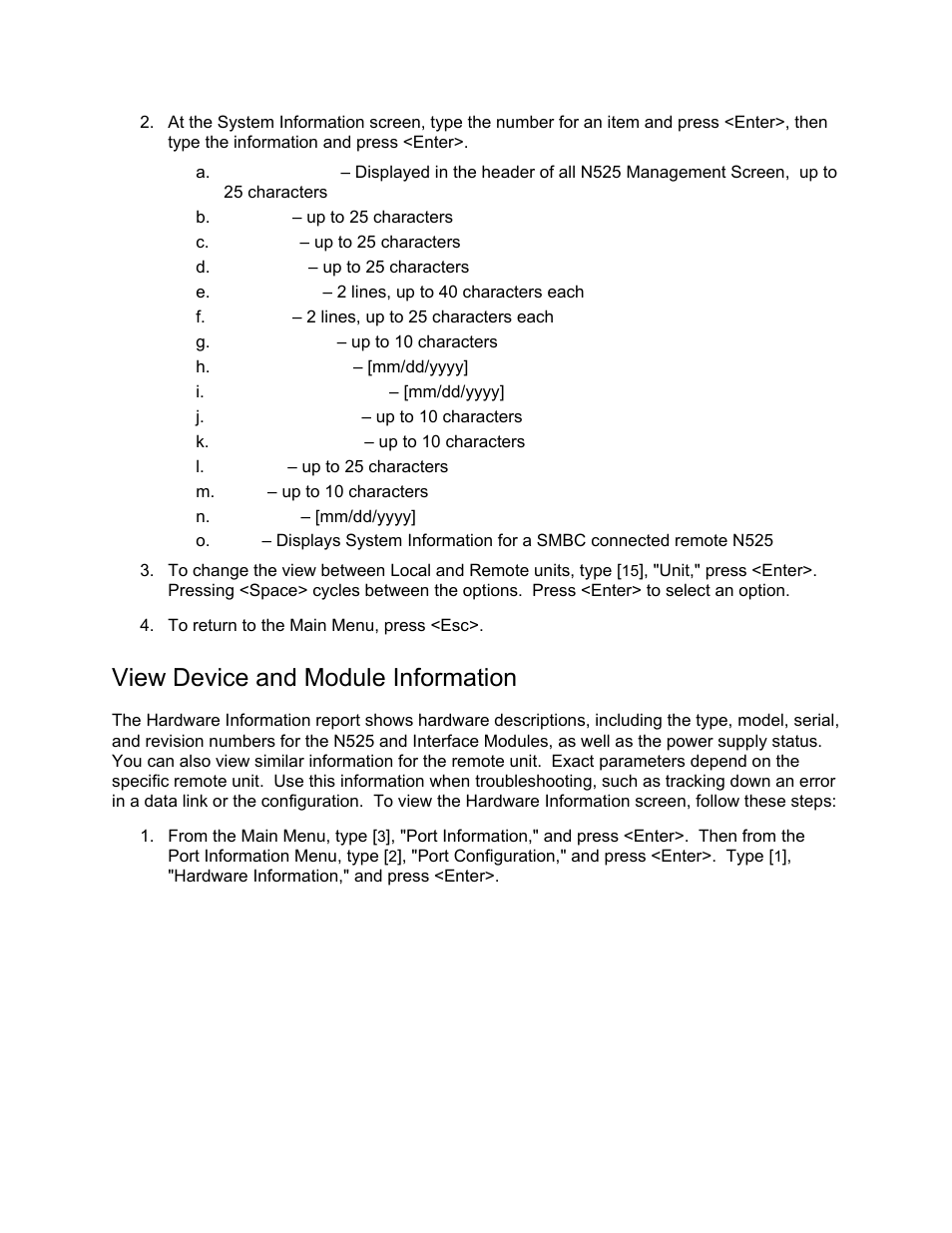 View device and module information | CANOGA PERKINS N525 Ethernet Termination Service Unit User Manual | Page 37 / 104