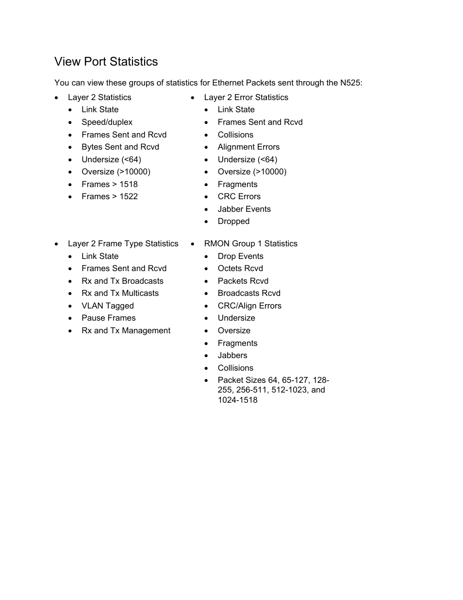 View port statistics | CANOGA PERKINS N525 Ethernet Termination Service Unit User Manual | Page 70 / 104