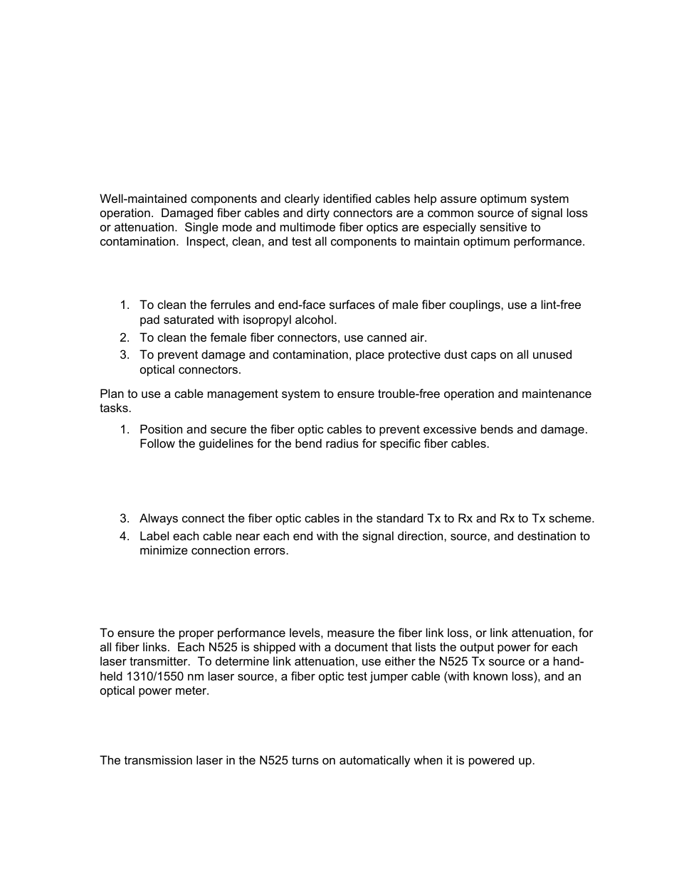 Chapter 4 - maintenance and troubleshooting, General maintenance, Check optical power levels | Chapter 4 maintenance and troubleshooting | CANOGA PERKINS N525 Ethernet Termination Service Unit User Manual | Page 77 / 104