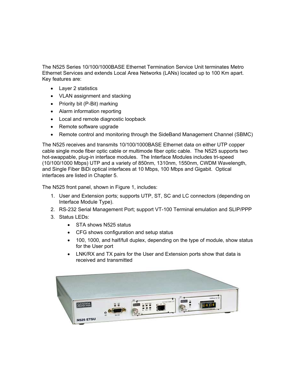 Chapter 1 - overview, Chapter 1 overview | CANOGA PERKINS N525 Ethernet Termination Service Unit User Manual | Page 9 / 104