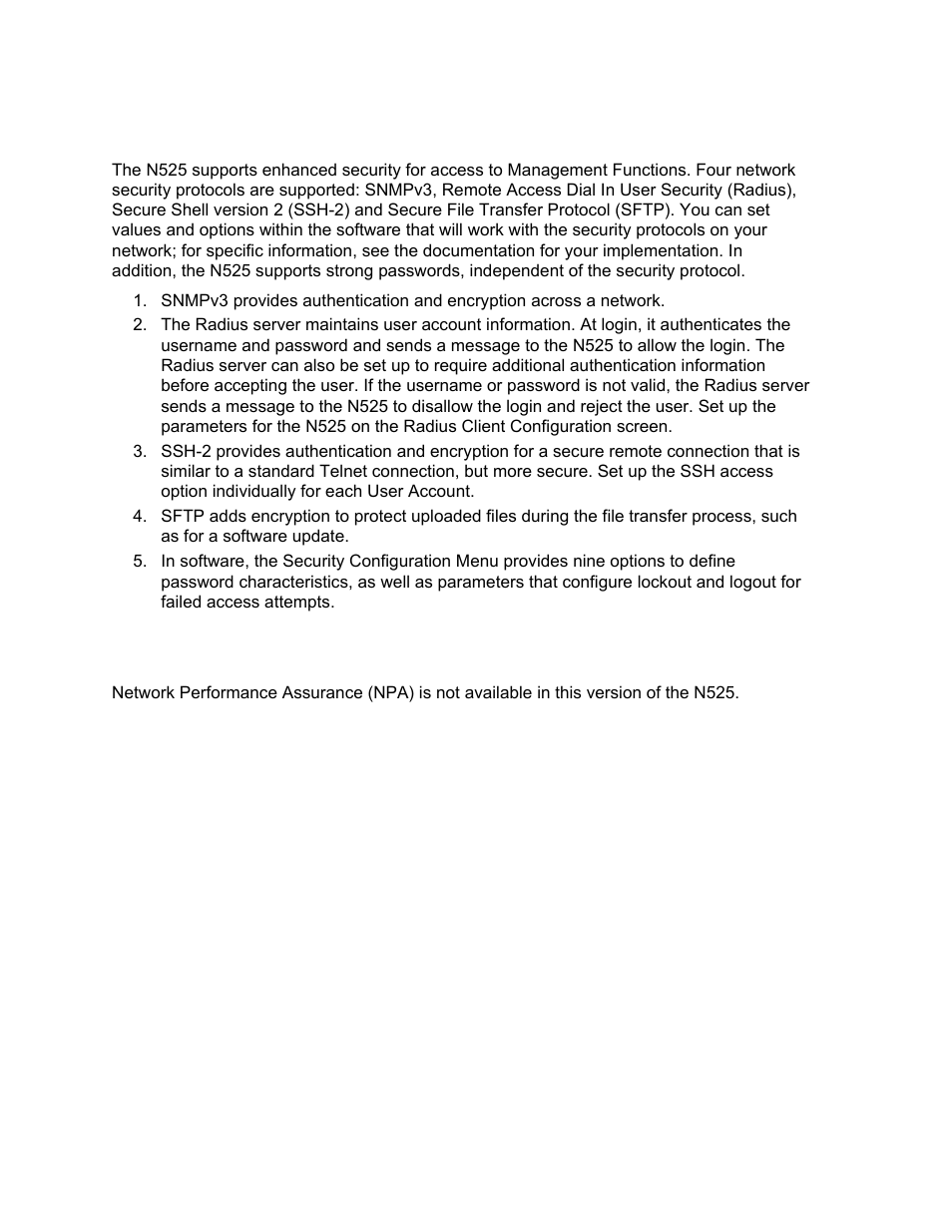 Management security, Network performance assurance | CANOGA PERKINS N525 Ethernet Termination Service Unit User Manual | Page 10 / 109