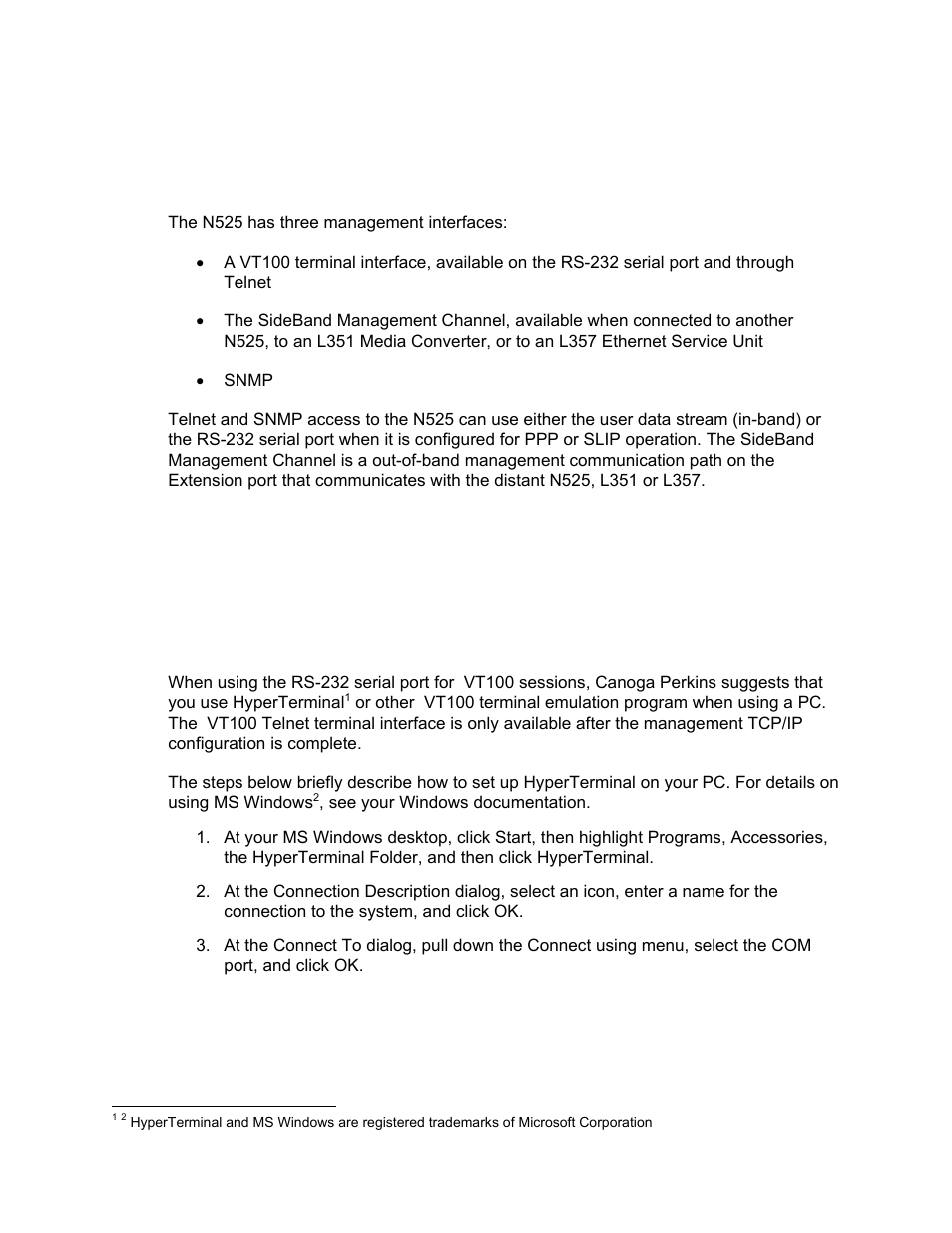 Chapter 3 management | CANOGA PERKINS N525 Ethernet Termination Service Unit User Manual | Page 19 / 109