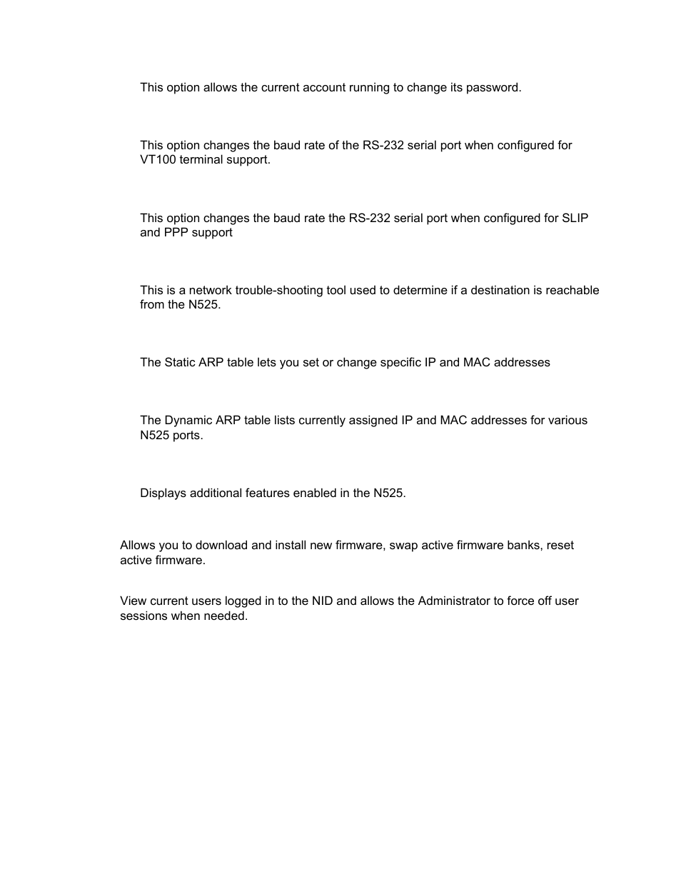Software upgrade, Manage logged in users | CANOGA PERKINS N525 Ethernet Termination Service Unit User Manual | Page 29 / 109