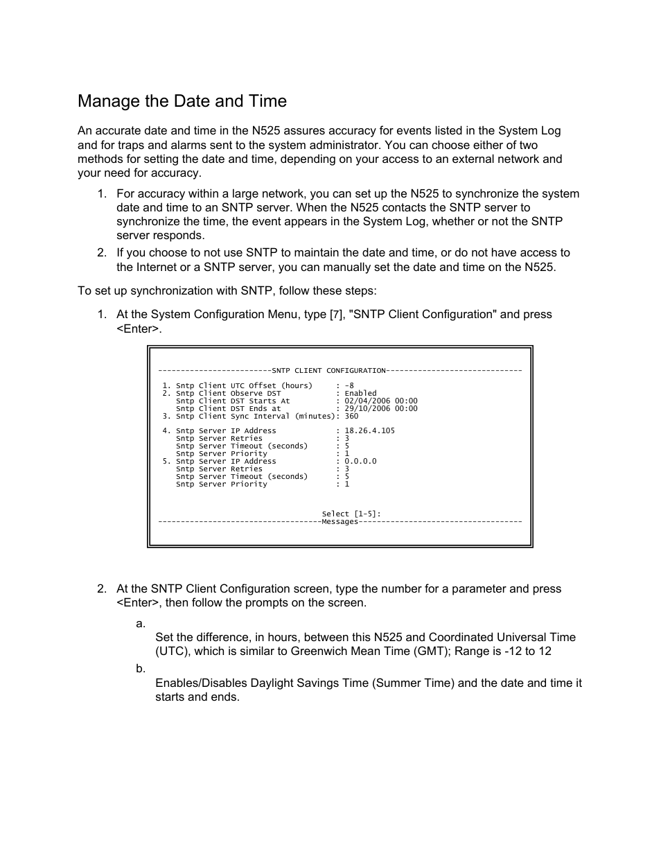 Manage the date and time | CANOGA PERKINS N525 Ethernet Termination Service Unit User Manual | Page 39 / 109