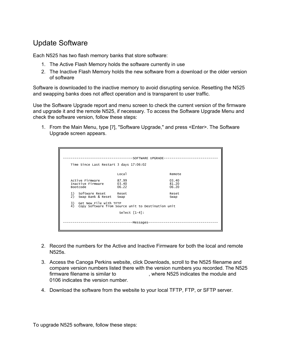 Update software | CANOGA PERKINS N525 Ethernet Termination Service Unit User Manual | Page 45 / 109