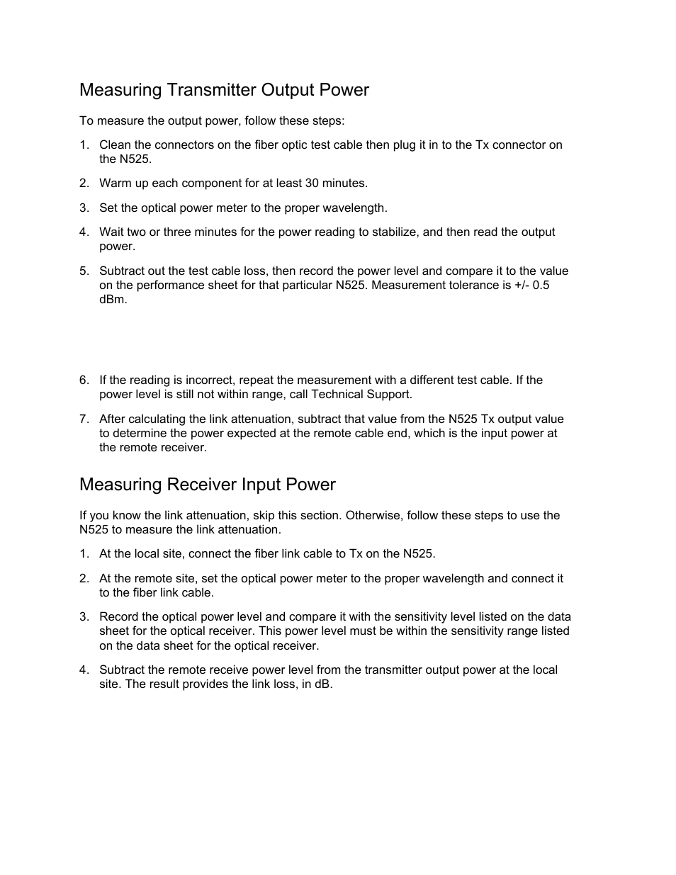 Measuring transmitter output power, Measuring receiver input power | CANOGA PERKINS N525 Ethernet Termination Service Unit User Manual | Page 78 / 109