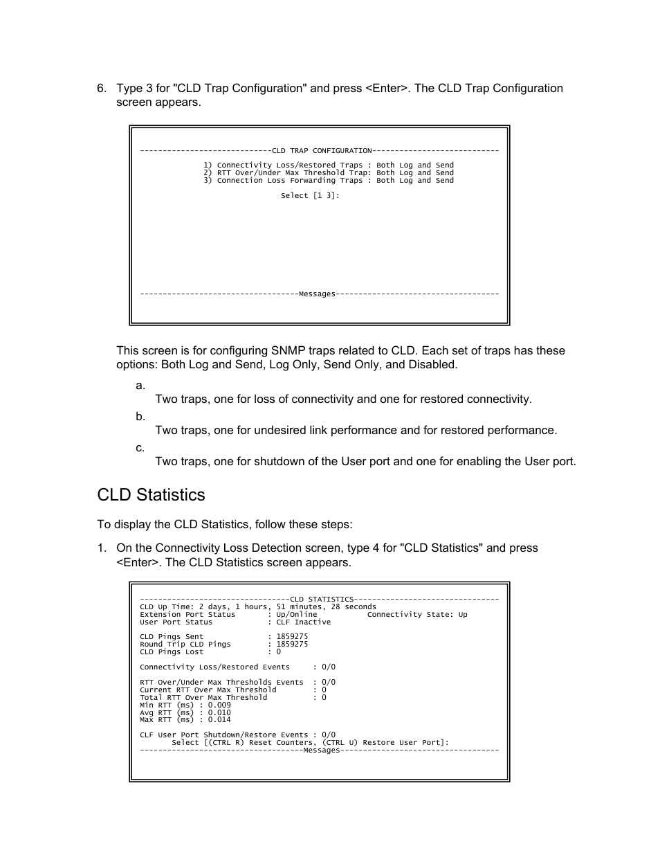 Cld statistics | CANOGA PERKINS N525 Ethernet Termination Service Unit User Manual | Page 91 / 109