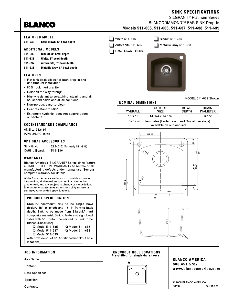 Blanco 511-638 User Manual | 1 page