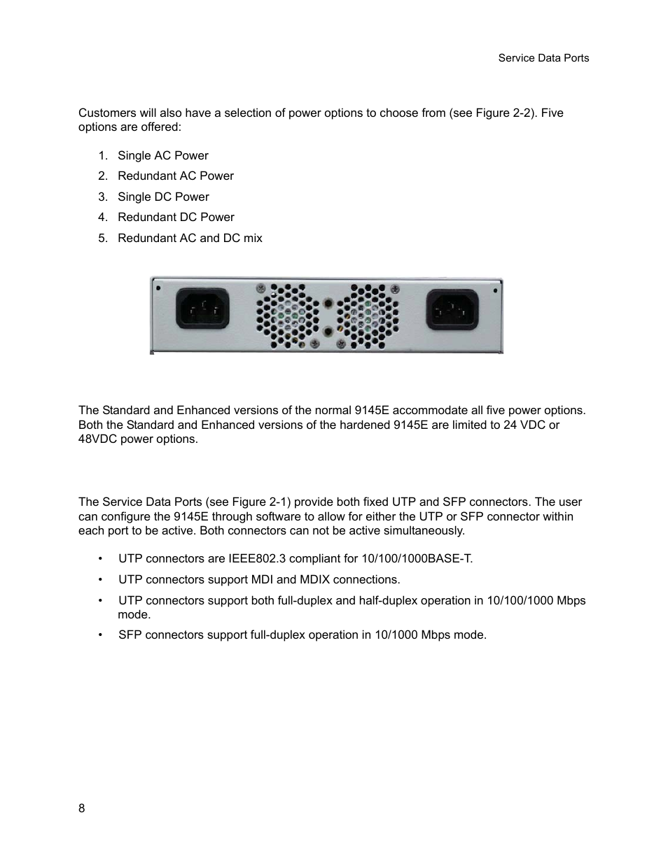 2 rear panel, 3 service data ports, Rear panel | CANOGA PERKINS 9145E Network Interface Device User Manual | Page 20 / 54